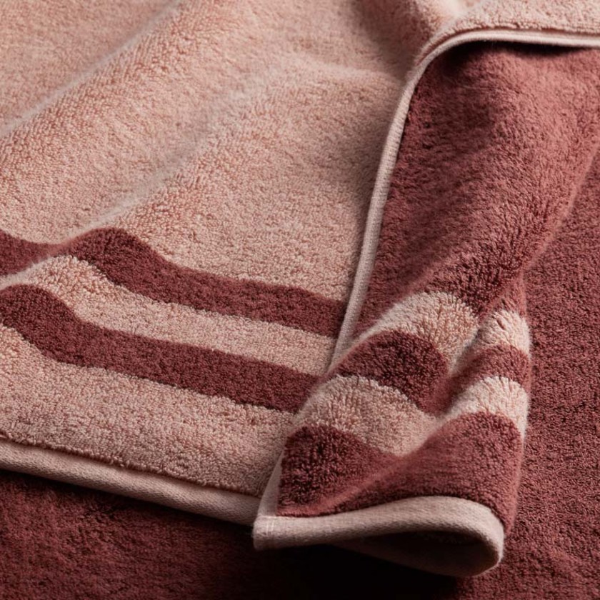 Mirage Aegean Cotton Reversible Stripe Hand Towel - Caramel,Caramel