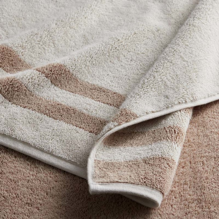 Mirage Aegean Cotton Reversible Stripe Hand Towel - Ecru,Ecru