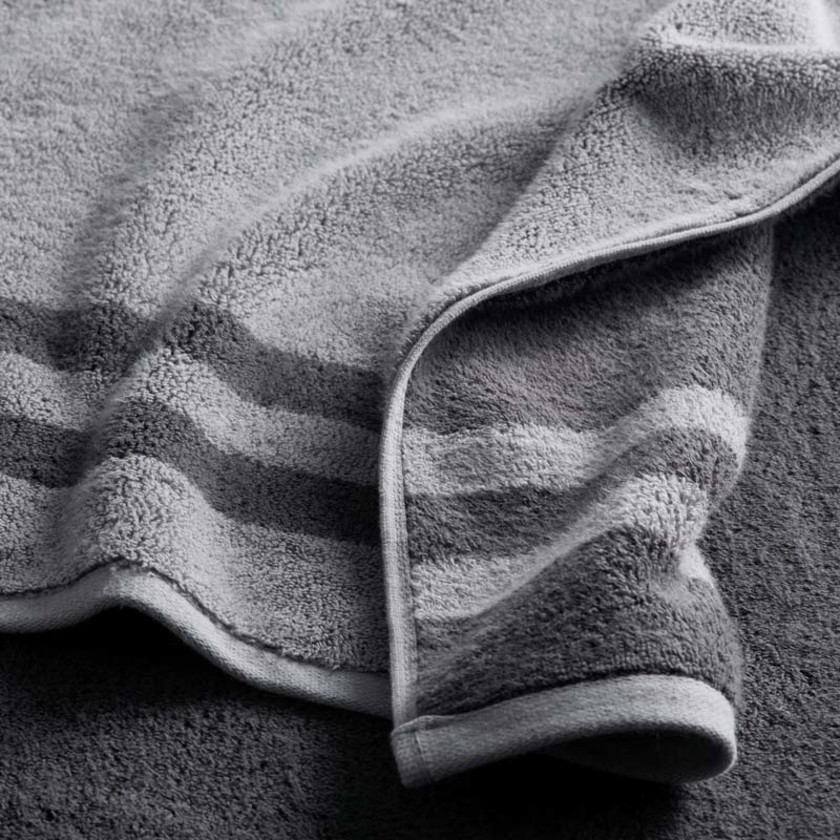 Mirage Aegean Cotton Reversible Stripe Hand Towel - Slate Gray,Slate Gray