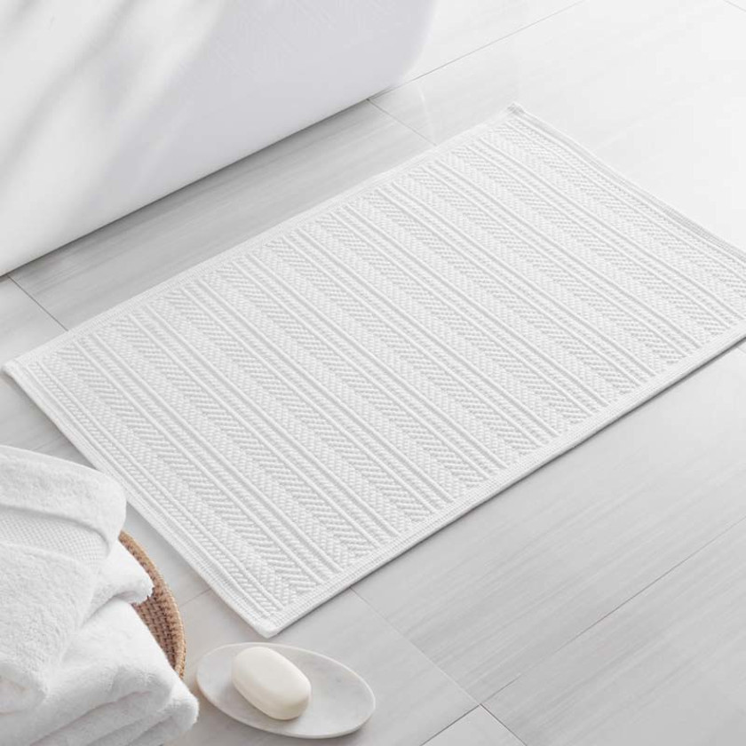 Flatwoven Textured Bath Mat,Stripe