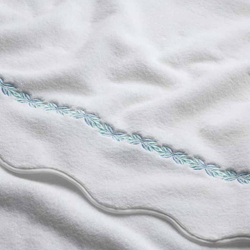 Embroidered Scallop Hand Towel - Modern Leaf,Modern Leaf