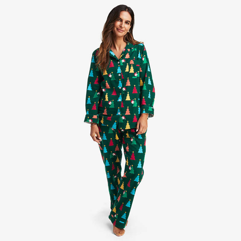 Family Flannel Women's Classic Pajama Set - Peekaboo Santa, L