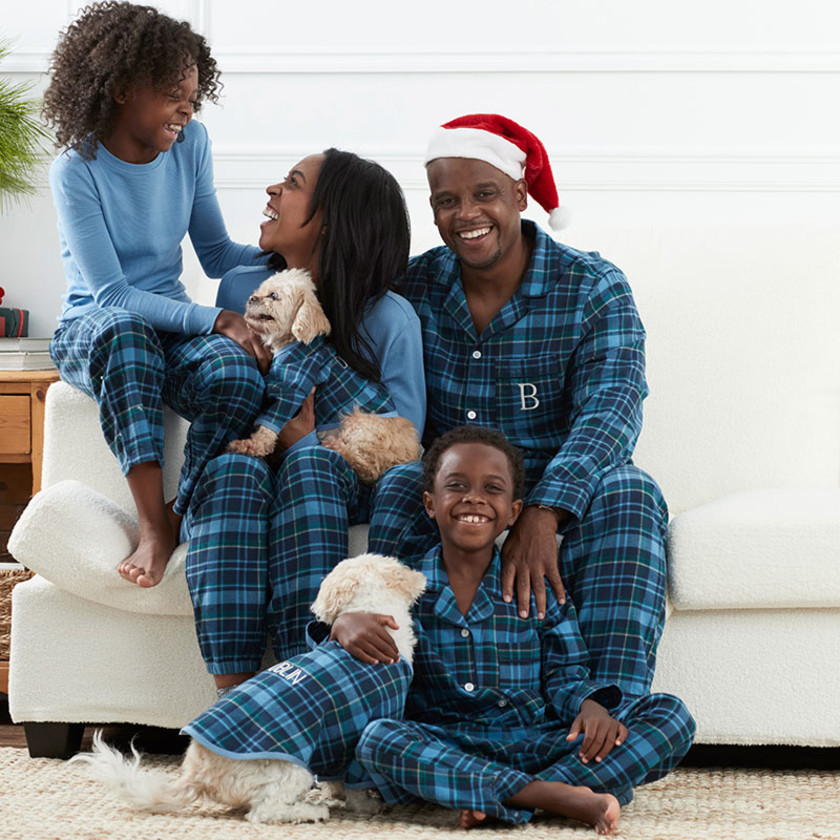 Family Flannel Men's Classic Pajama Set - Blue Plaid, S,Blue Plaid