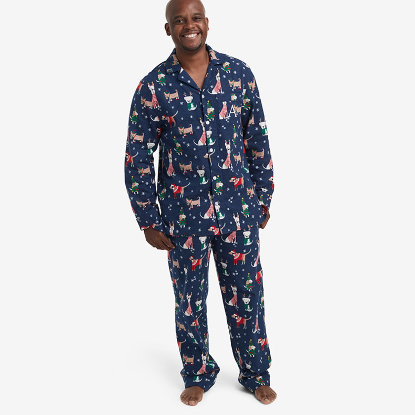 Family Flannel Men's Classic Pajama Set - Holiday Dogs, L