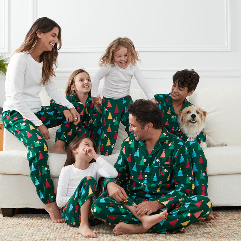 Family Flannel Dog Pajamas - Peekaboo Santa, L