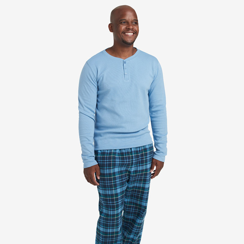 Matching Family Flannel Mens Henley PJ Set The Company Store