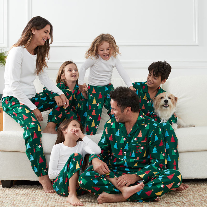 Family christmas pajamas in store outlet
