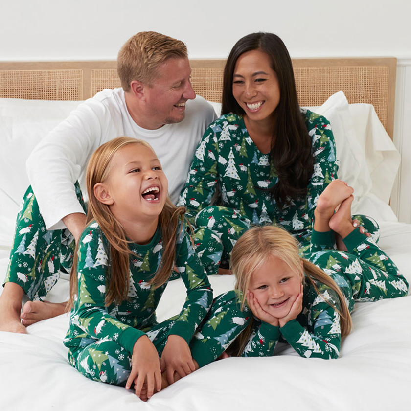 Family Printed Peruvian Cotton Kid's Pajama Set - Flurry Sheep, 10