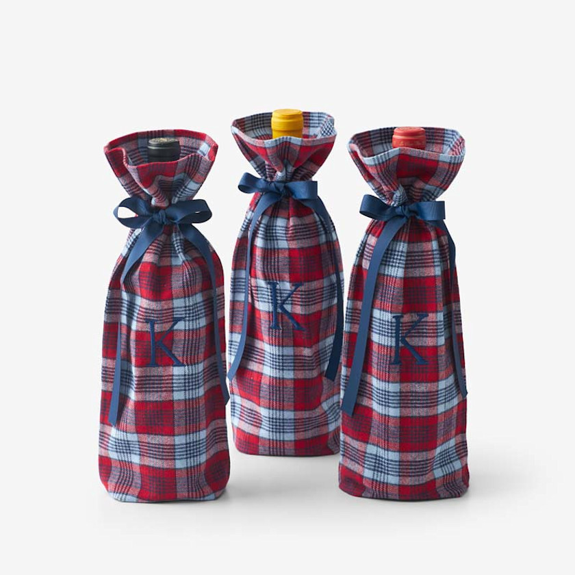 Flannel Wine Bags, Set of 3
