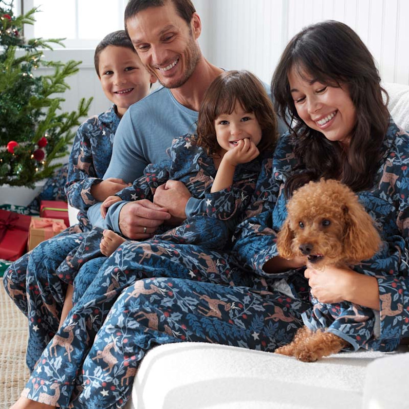 Family Flannel Kid's Button-Down Pajama Set - Reindeer, 8,Reindeer