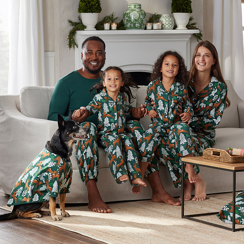 Family Flannel Kid's Button-Down Pajama Set,Deer Path