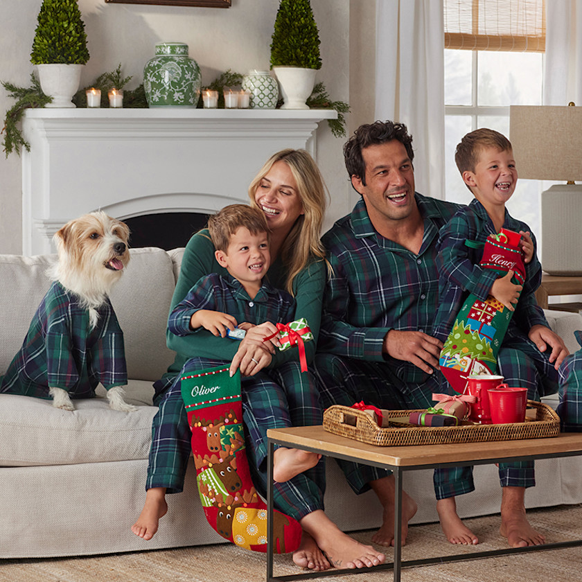 Family Flannel Kid's Button-Down Pajama Set,Pine Plaid