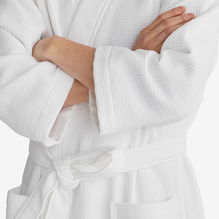 Men’s Waffle Robe - White, S,White