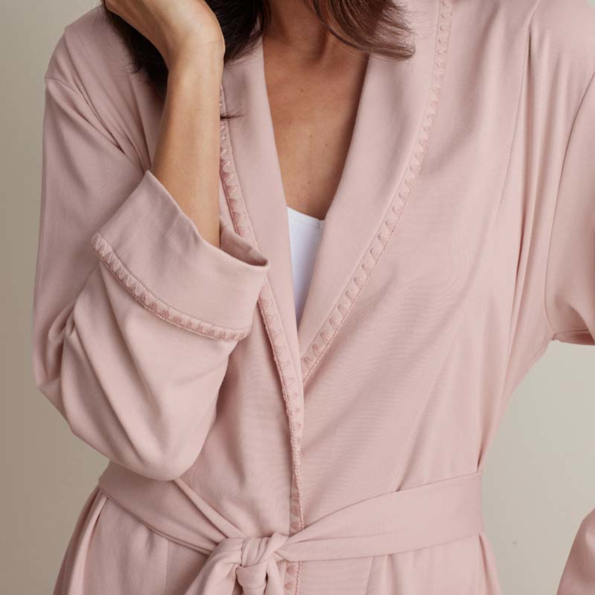 Peruvian Cotton Embroidered Women's Robe,Blush