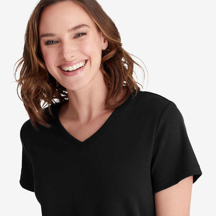 Pima Cotton Women's Cropped Pajama Set - Black, S,Black
