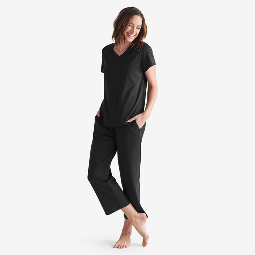 Pima Cotton Women's Cropped Pajama Set