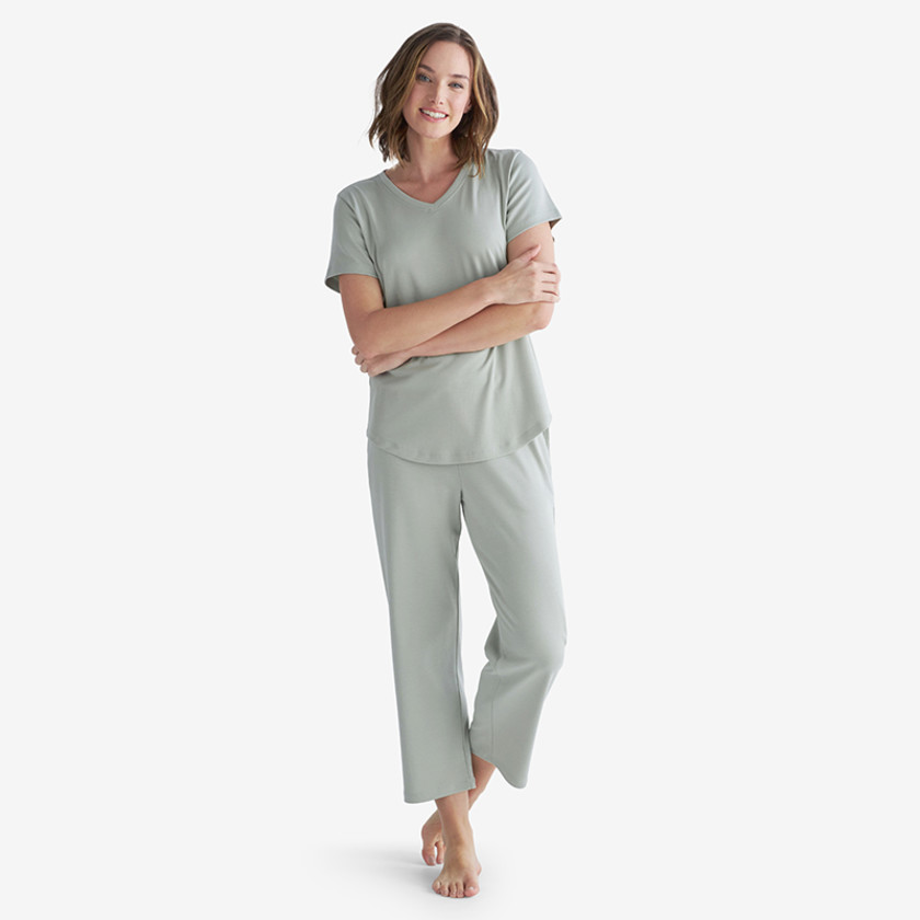 Legends Luxury Pima Cotton Cropped Pajama Set The Company Store