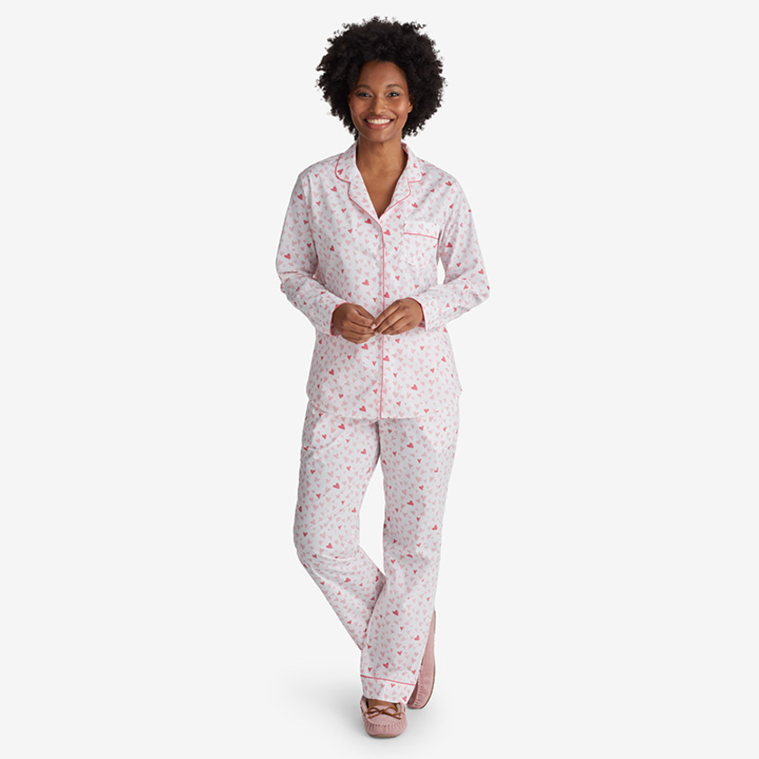 Womens Printed Cotton Poplin PJ Set The Company Store