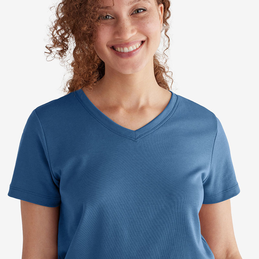 Pima Cotton Women's Cropped Pajama Set - Blue Denim, XXL,Blue Denim