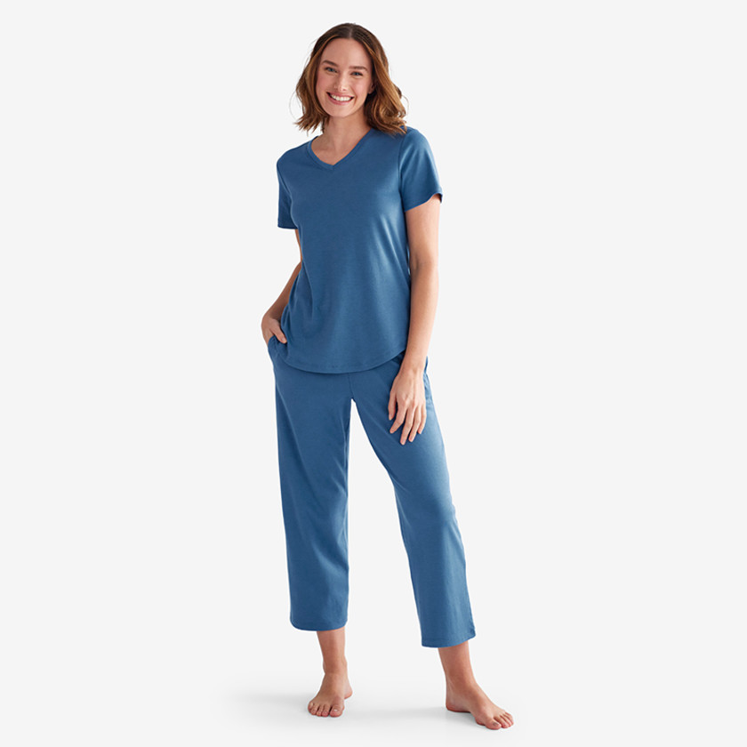 Pima Cotton Women's Cropped Pajama Set