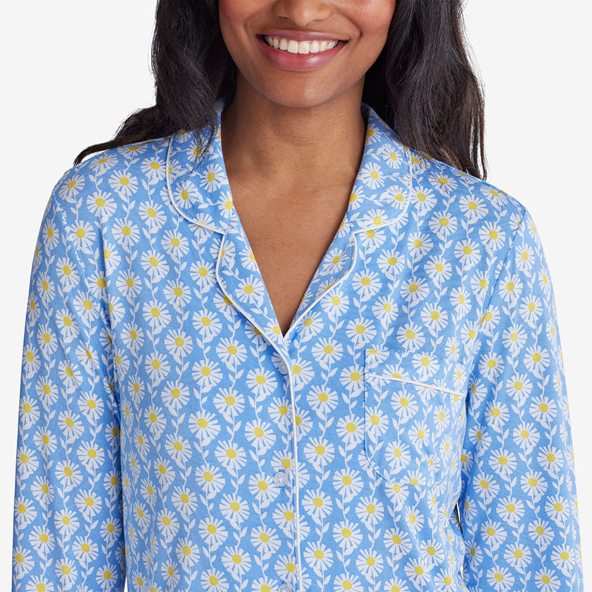 TENCEL™ Modal Jersey Knit Nightshirt - Blue Daisy, S,Blue Daisy