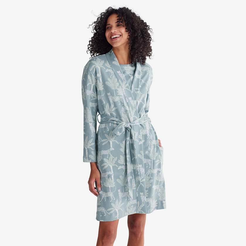 Printed Pima Cotton Kimono Robe