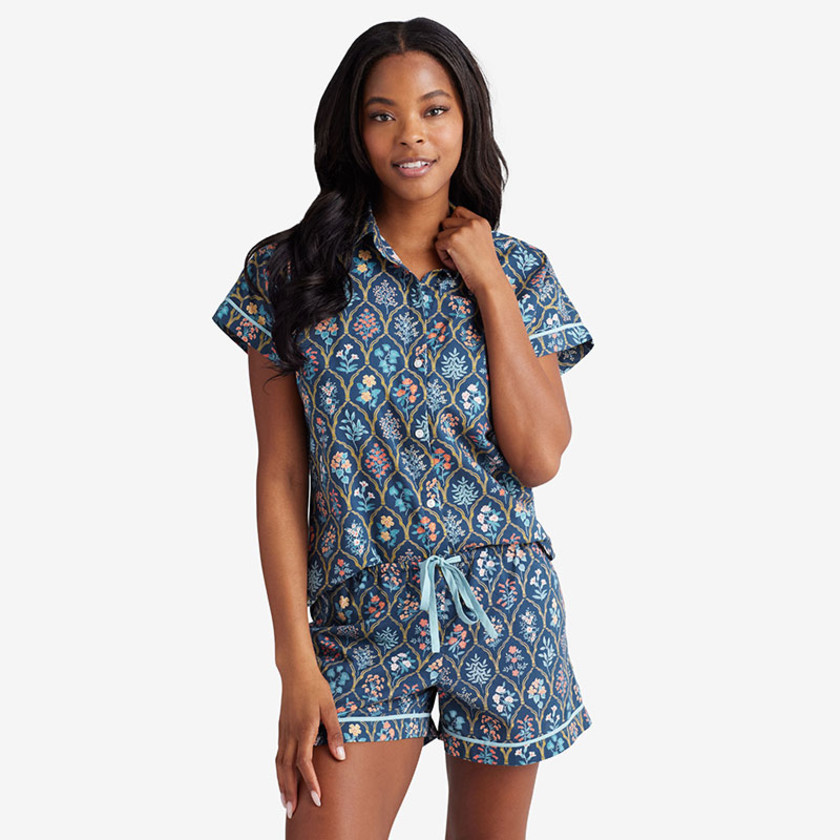 Printed Voile Women's Shorts Set