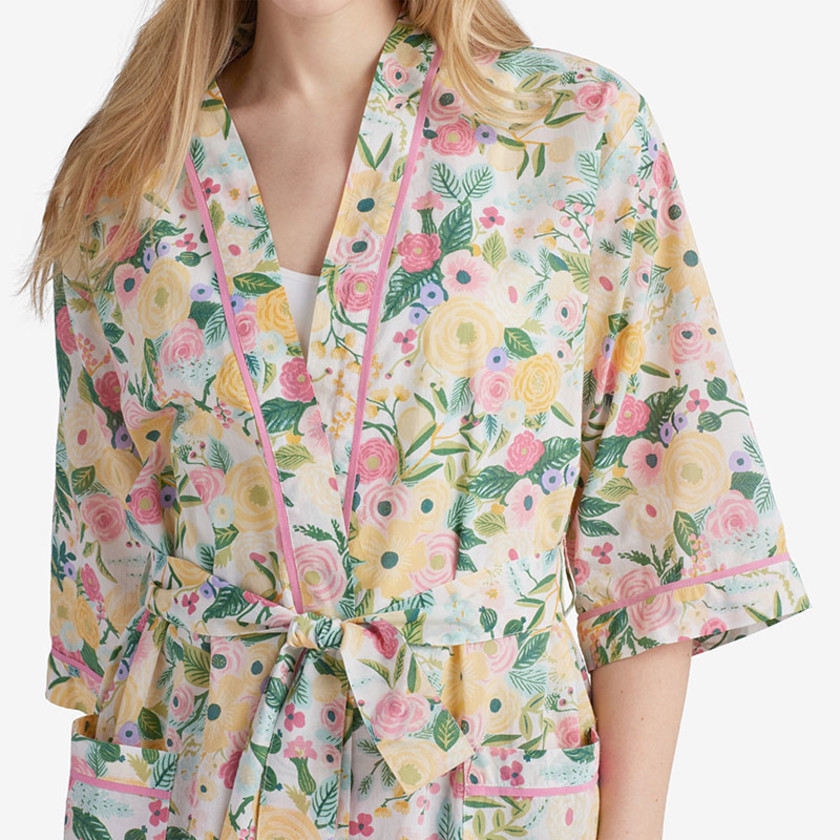 Printed Voile Women's Kimono Robe - Garden Party, XS/S,Garden Party
