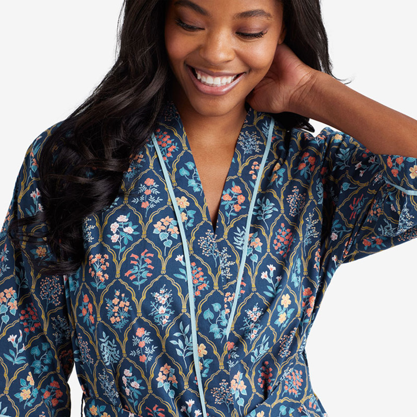 Printed Voile Women's Kimono Robe - Hawthorne, XS/S,Hawthorne