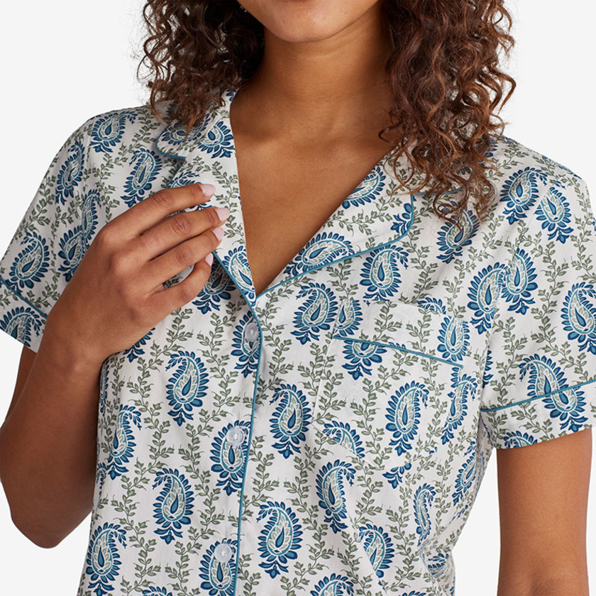 Poplin Women's Shorts Set - Paisley, L,Paisley