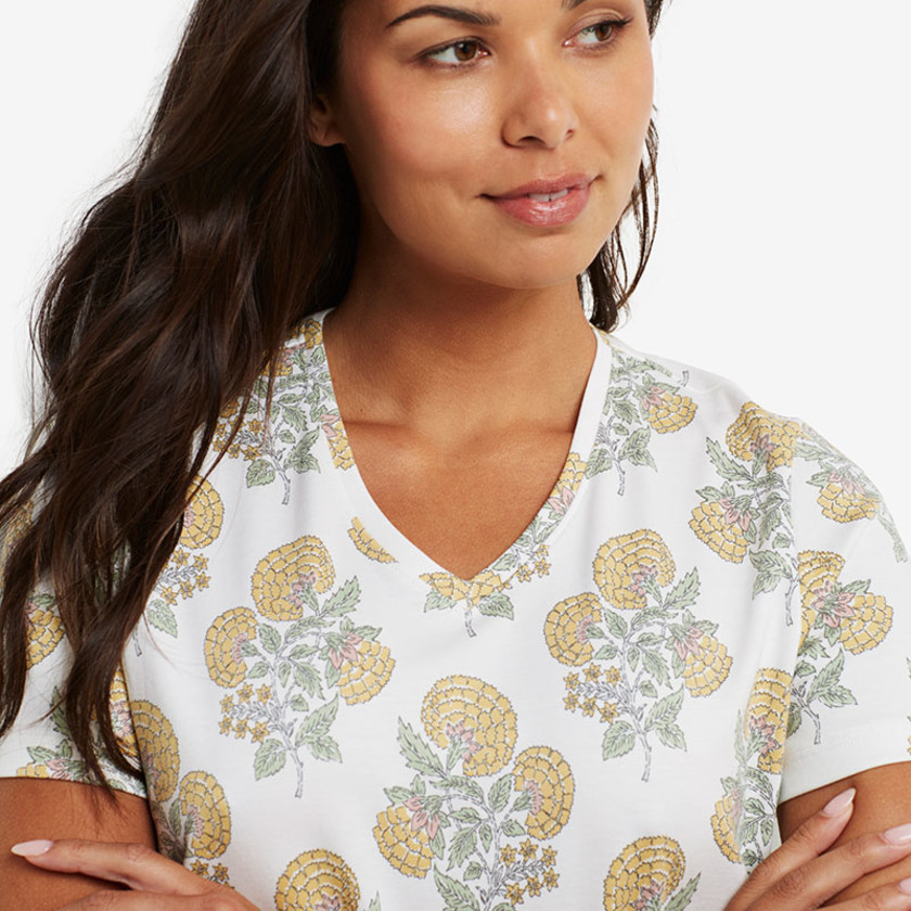 Printed Pima Cotton Nightshirt - Marigold, L