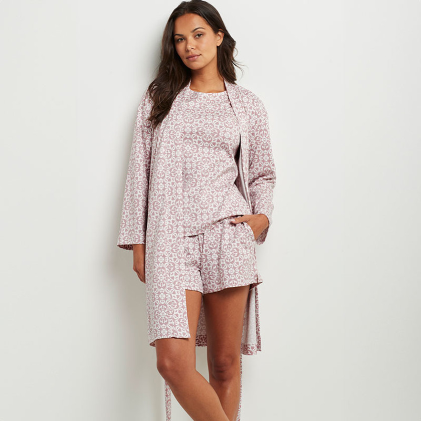 Printed Pima Cotton Kimono Robe - Foulard, L