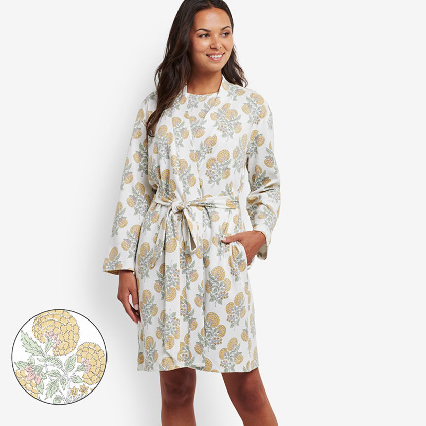 Printed Pima Cotton Kimono Robe