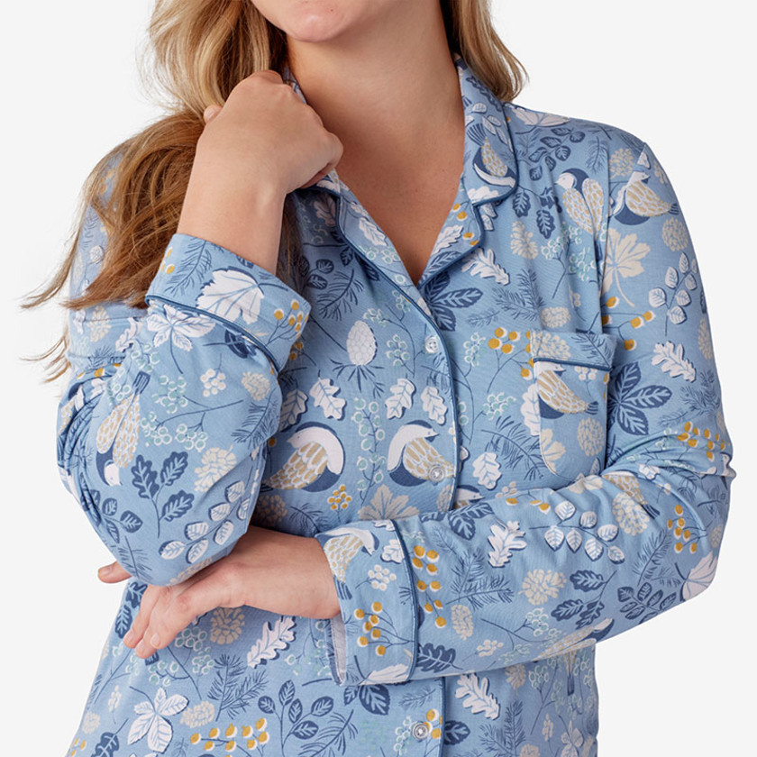 TENCEL™ Modal Jersey Knit Nightshirt - Autumn Birds, L,Autumn Birds