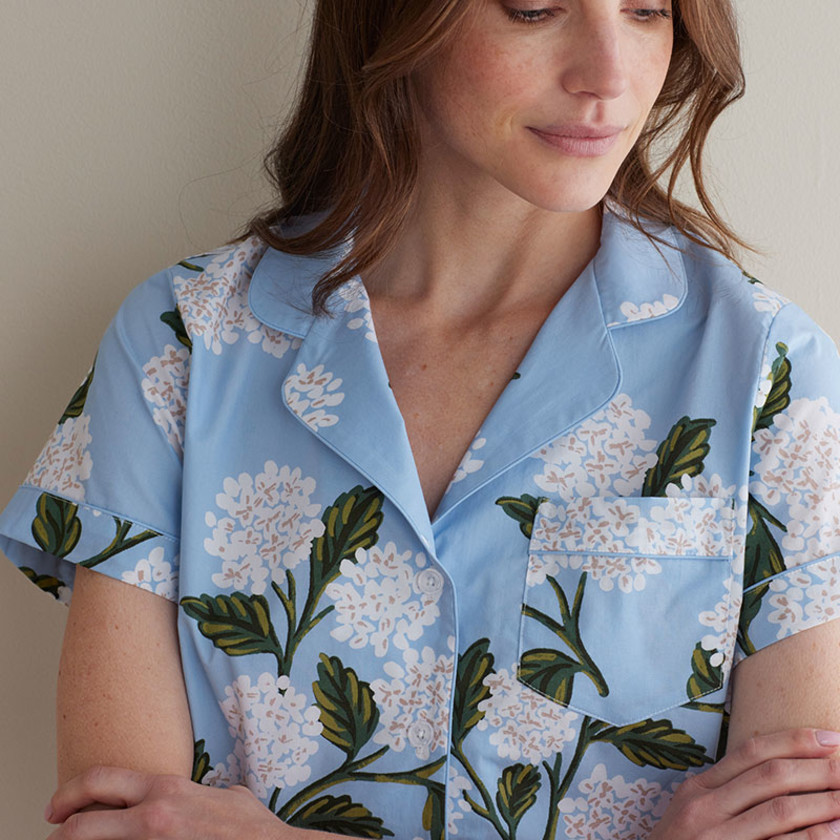 Poplin Women's Shorts Set - Hydrangea, XXL,Hydrangea