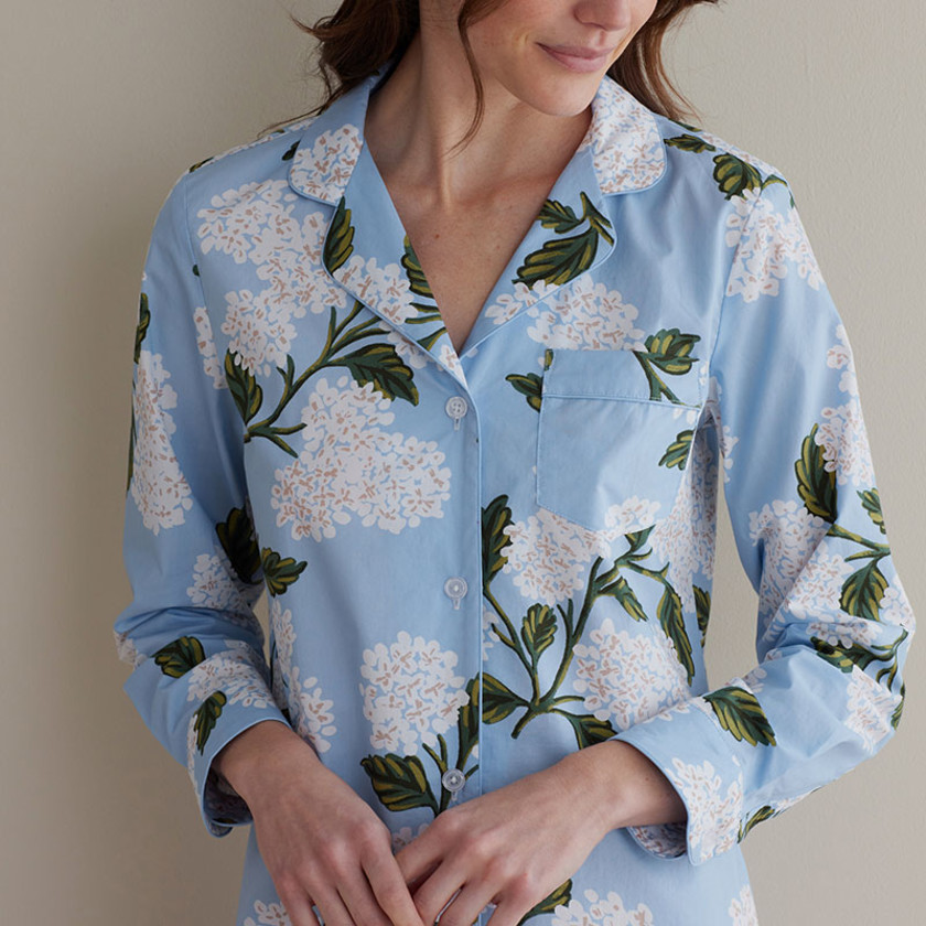 Poplin Women's Nightshirt - Hydrangea, XXL,Hydrangea