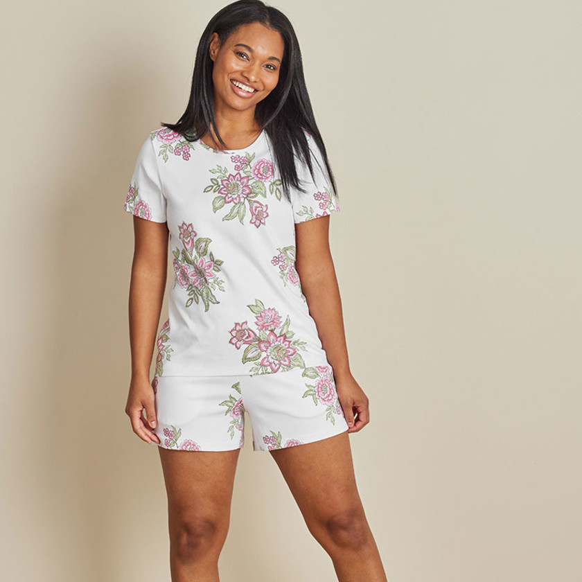 Printed Pima Cotton Shorts Set