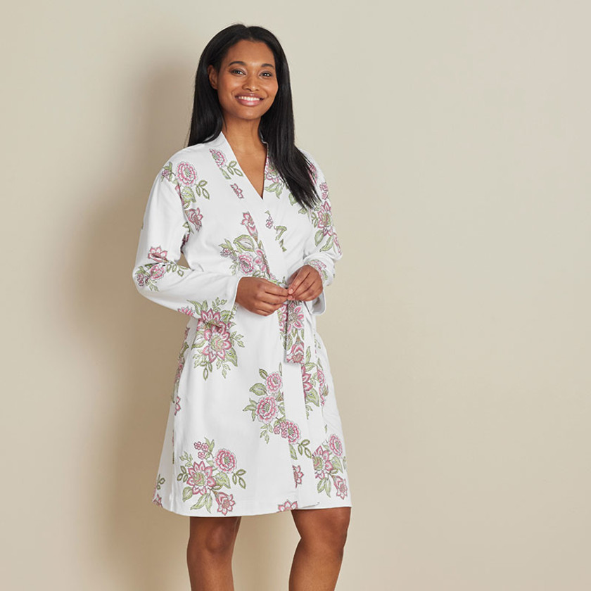 Printed Pima Cotton Kimono Robe