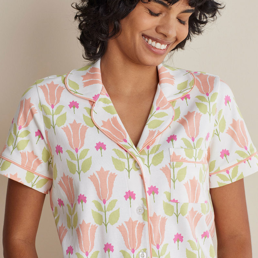 Printed Peruvian Cotton Women's Shorts Set - Alipore Pink, XXL,Alipore Pink