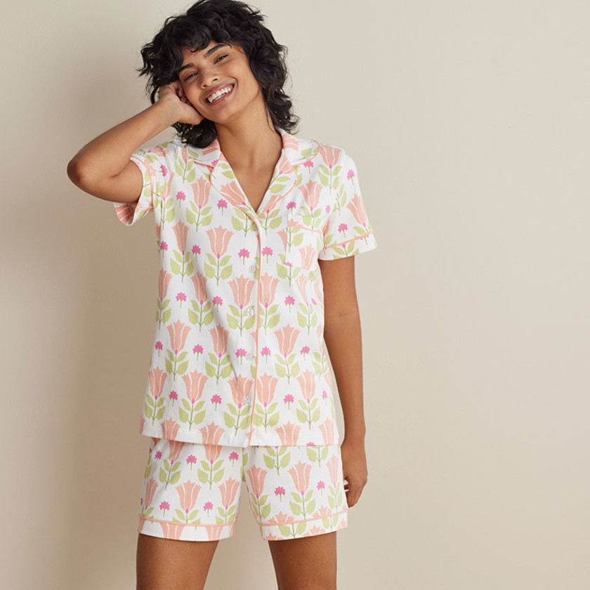 Printed Peruvian Cotton Women's Shorts Set