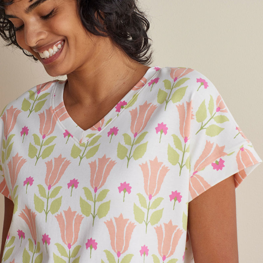 Printed Peruvian Cotton Women's Jogger Pajama Set - Alipore Pink, XXL,Alipore Pink