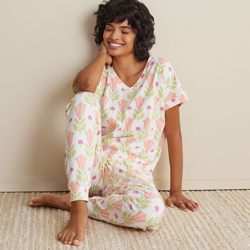 Printed Peruvian Cotton Women's Jogger Pajama Set