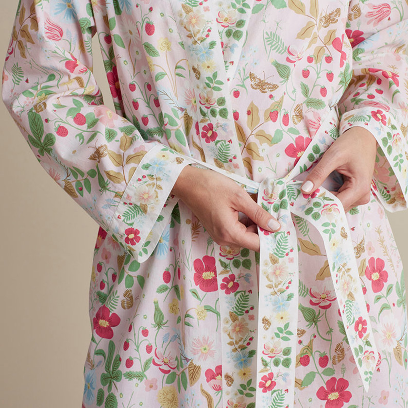 Printed Voile Women's Kimono Robe - Strawberry Fields, XS/S,Strawberry Fields