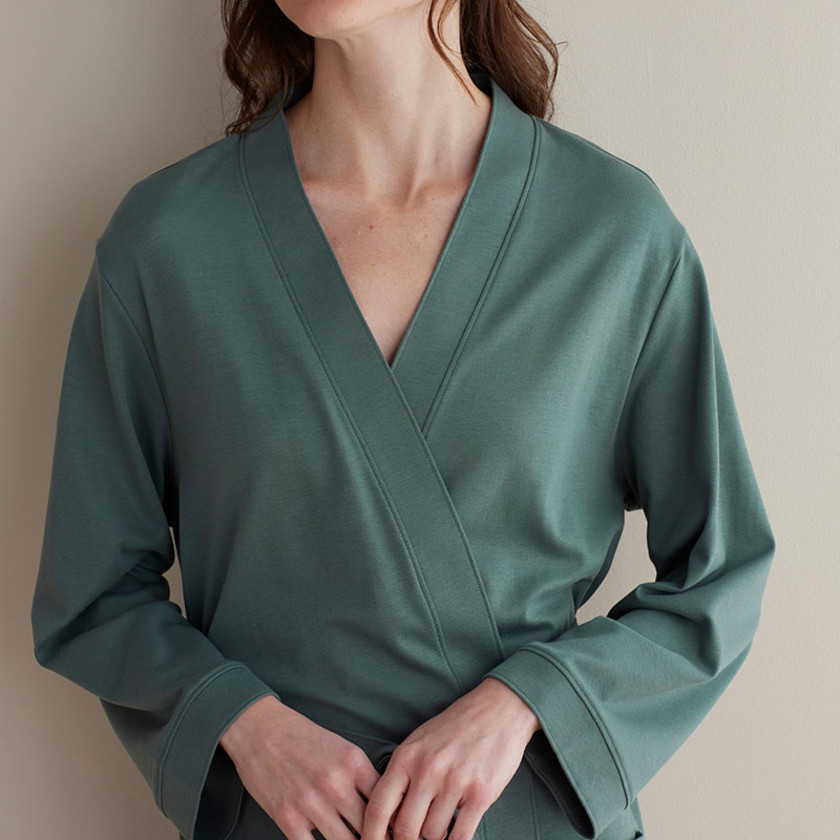 Pima Cotton Kimono Robe - Green Mist, XXL,Green Mist