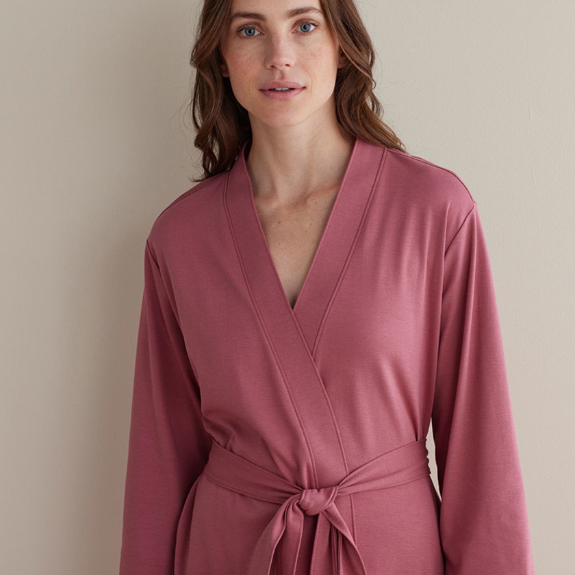 Pima Cotton Kimono Robe - Dusty Rose, XXL,Dusty Rose