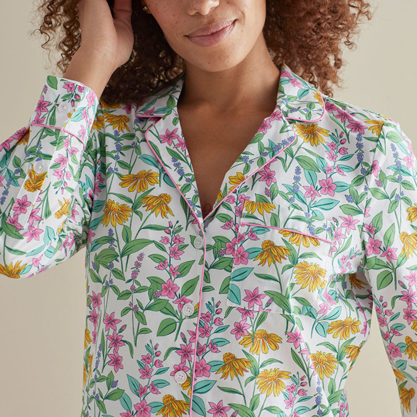 Printed Poplin Women's Pajama Set - Floral Garden, XS,Floral Garden