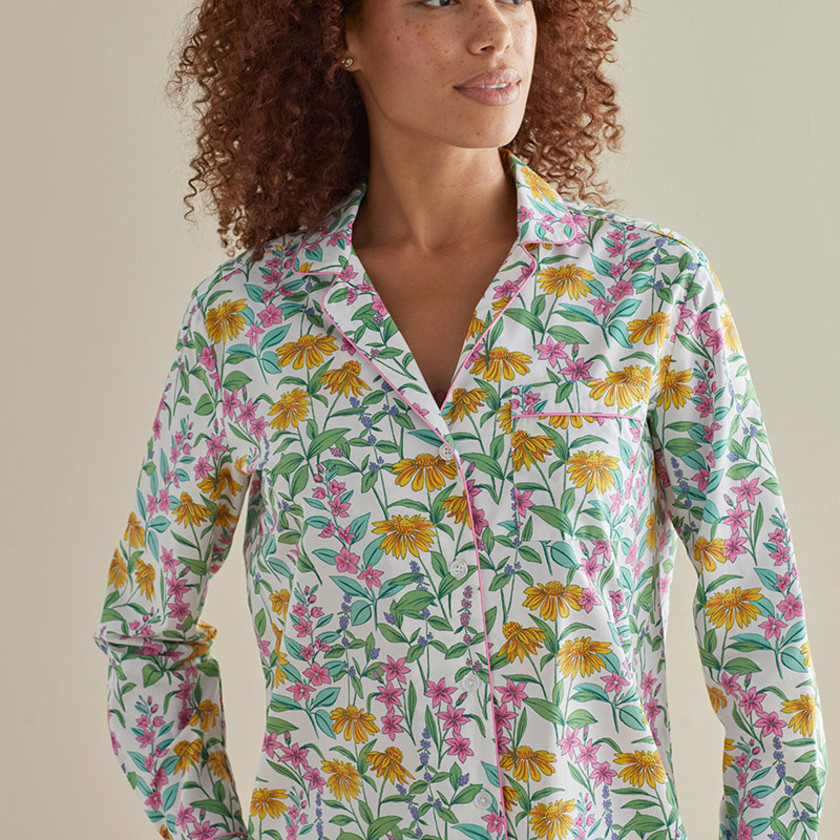Printed Poplin Women's Nightshirt - Floral Garden, XXL,Floral Garden