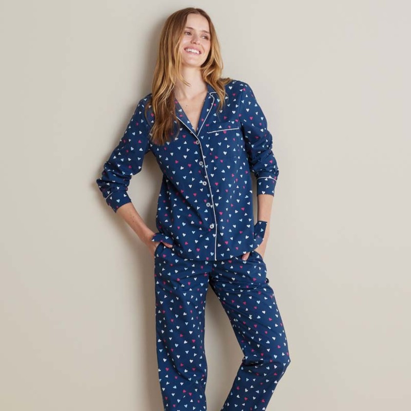 Printed Poplin Women's Button-Down Pajama Set