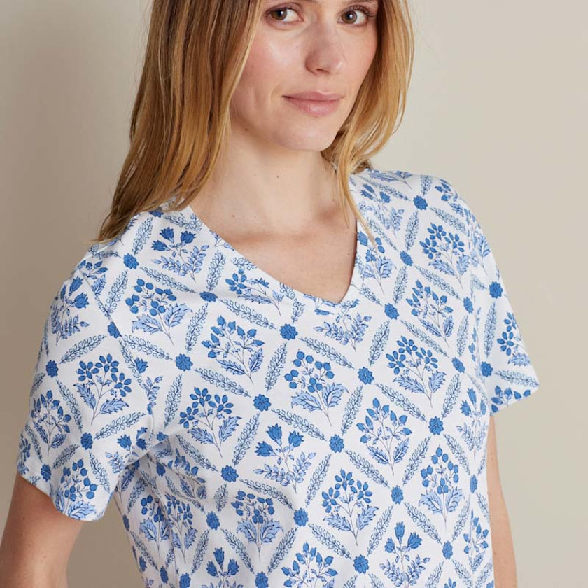 Printed Pima Cotton Women's Nightshirt - Floral Trellis, XXL,Floral Trellis