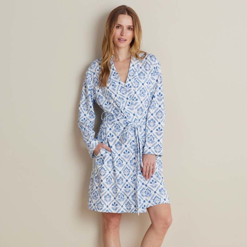 Printed Pima Cotton Women's Kimono Robe